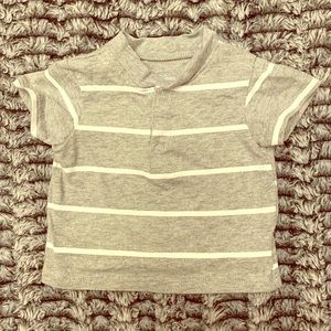 0-3M Grey and White Striped Polo